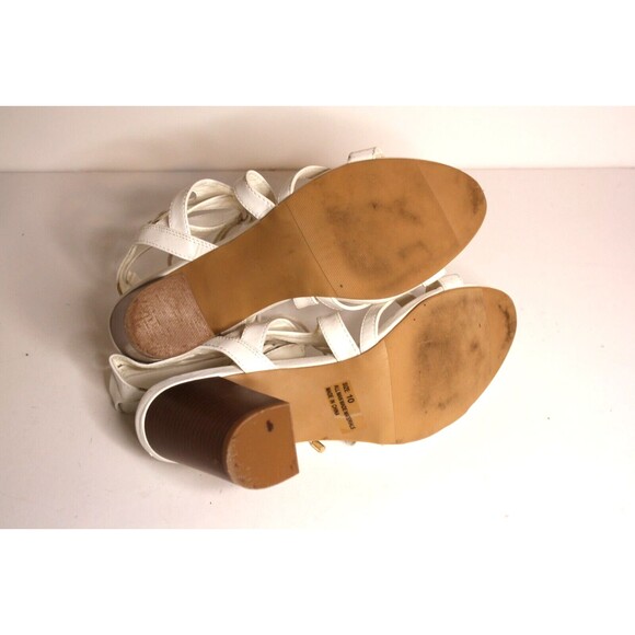 Charlotte Russe Women's White Leather Strappy Lace Sandals US Size 10 - Picture 6 of 7